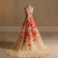 A Line Lace Red Gold Wedding Dress Pictures